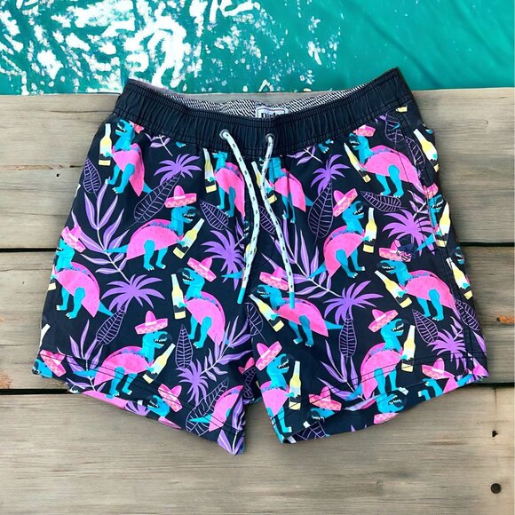 Party Pants Board Shorts Taco Dinosaurs in Sombreros Drinking Beer Mens Size XS - Picture 1 of 6